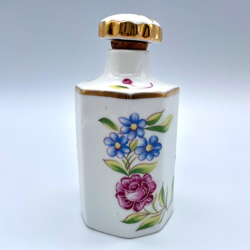 Vitnage Arnart Perfume or Dresser Bottle Floral Gold Gilding 5.5"